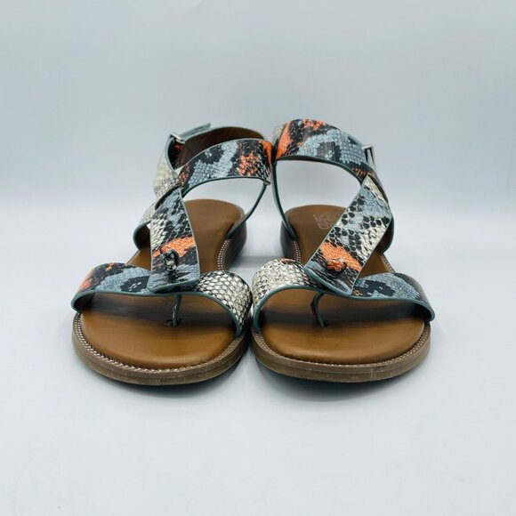 Franco Sarto Shoes Womens Size 9.5 M Snake Print Glenni Comfort Sandals T-Strap - Picture 4 of 11